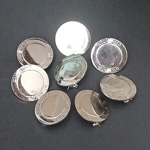 Vintage sterling silver circle pin brooch with an etched design